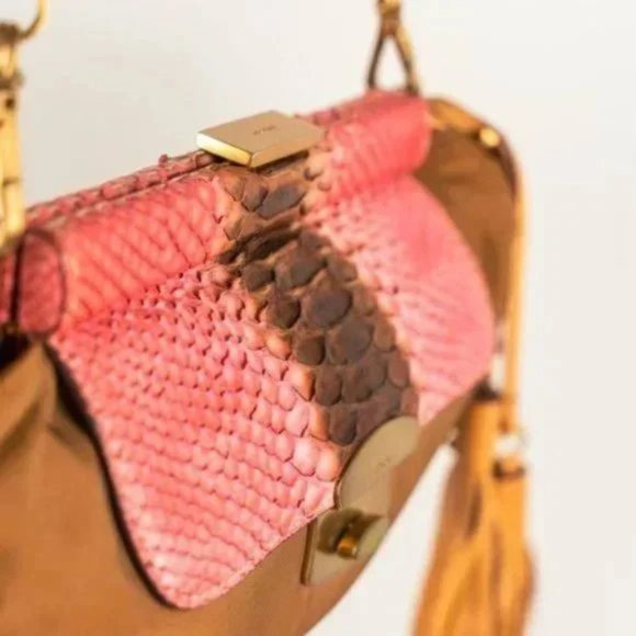 Prada Brandy Tessuto Python Chain Shoulder Bag - Picture 9 of 13